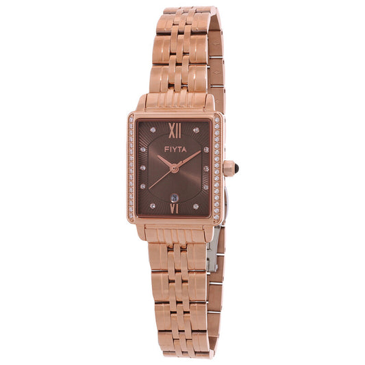 Fiyta Allure Quartz Crystal Brown Dial Ladies Watch