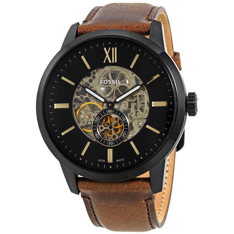 Fossil Townsman ME3155 men's automatic watch with black skeleton dial