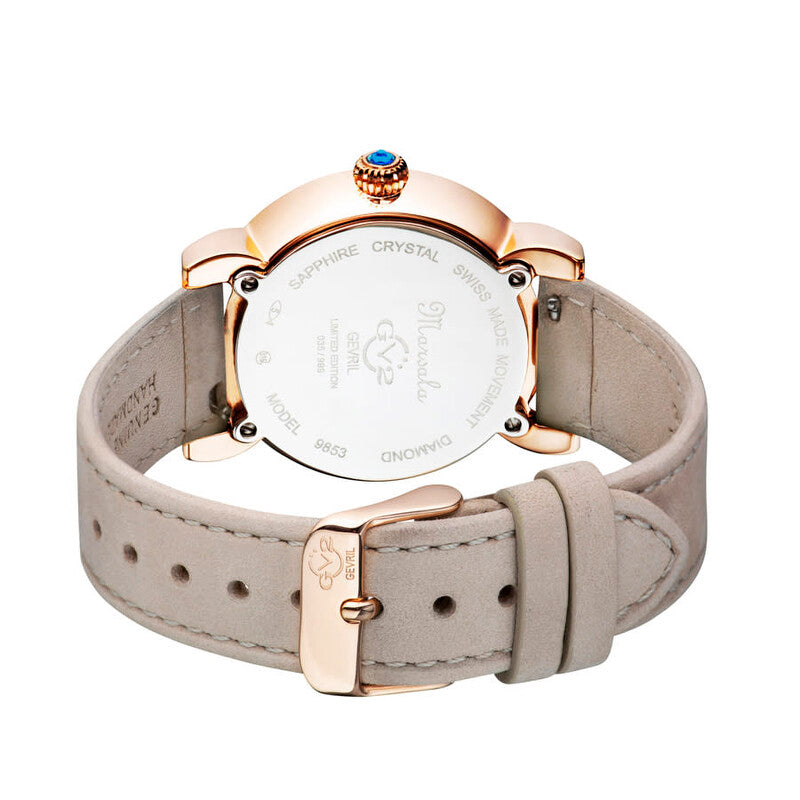 GV2 by Gevril Marsala Tortoise Diamond Mother of Pearl Dial Ladies Watch 9853