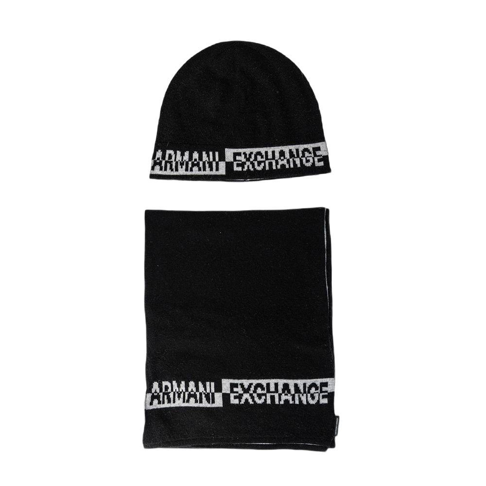 Armani Exchange Branded Knit Scarf — Black
