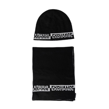 Armani Exchange Branded Knit Scarf — Black