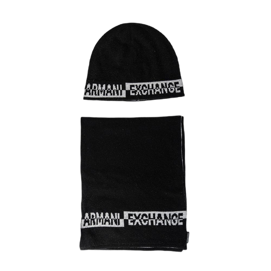 Armani Exchange Branded Knit Scarf — Black
