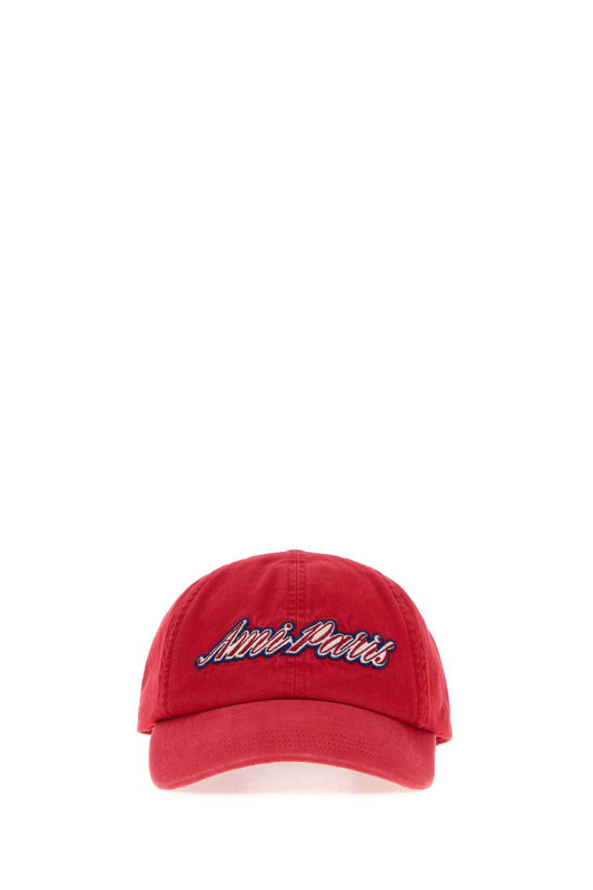 AMI Paris Embroidered Baseball Cap UCP290AW0052-A342 unisex cap in Red