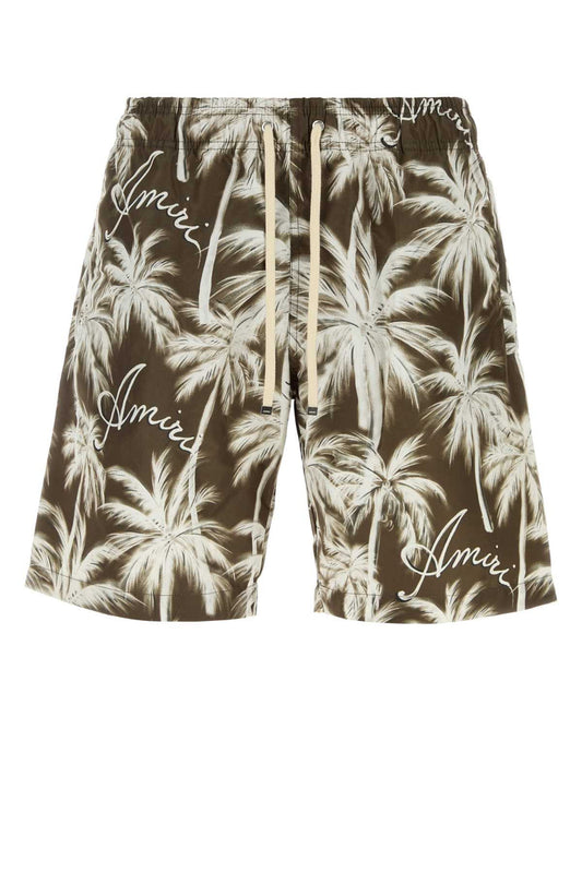 Amiri Printed Polyester Swim Shorts AMBOSW1015-TOBACCO men's swim shorts in Brown