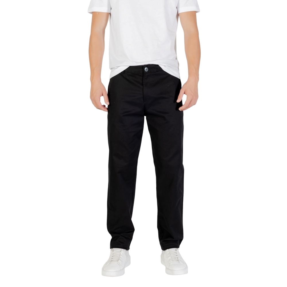 Armani Exchange Slim-Fit Cotton Trousers — Black