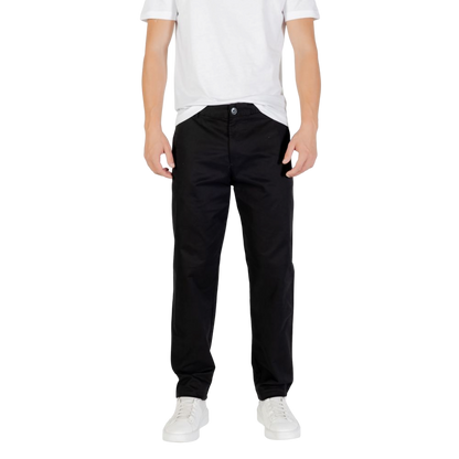 Armani Exchange Slim-Fit Cotton Trousers — Black