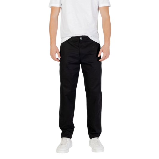 Armani Exchange Slim-Fit Cotton Trousers — Black