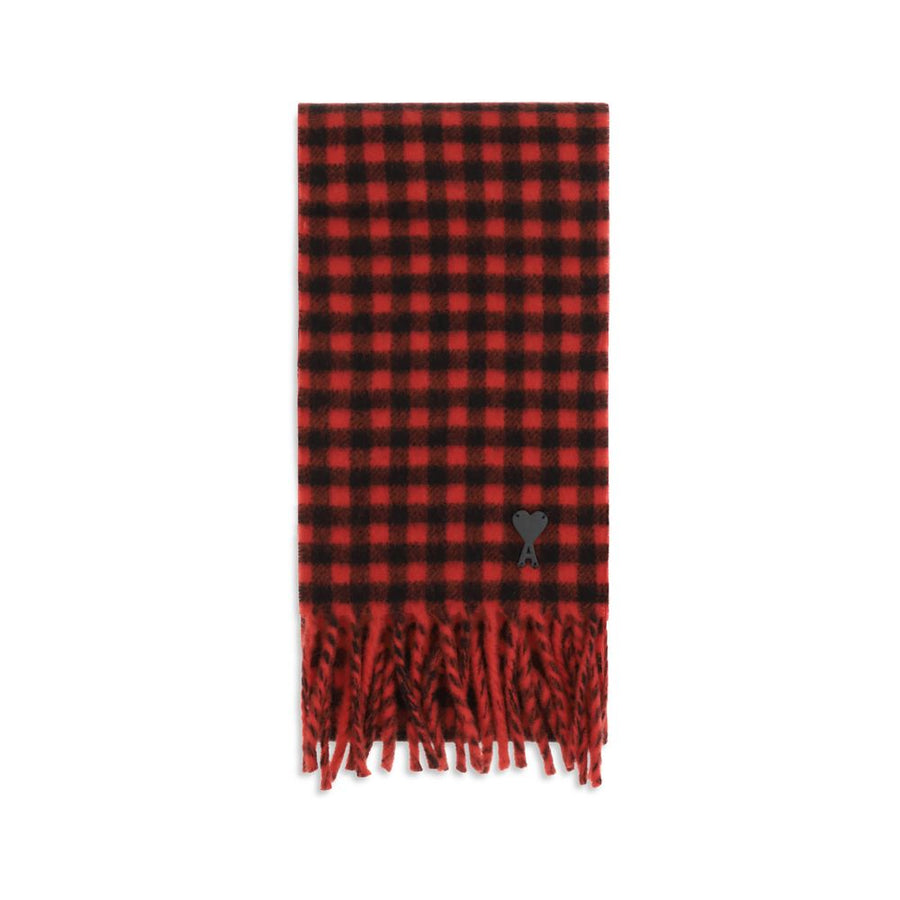 AMI Paris Checked Scarf USF699AW0059-A252 unisex scarf in Red