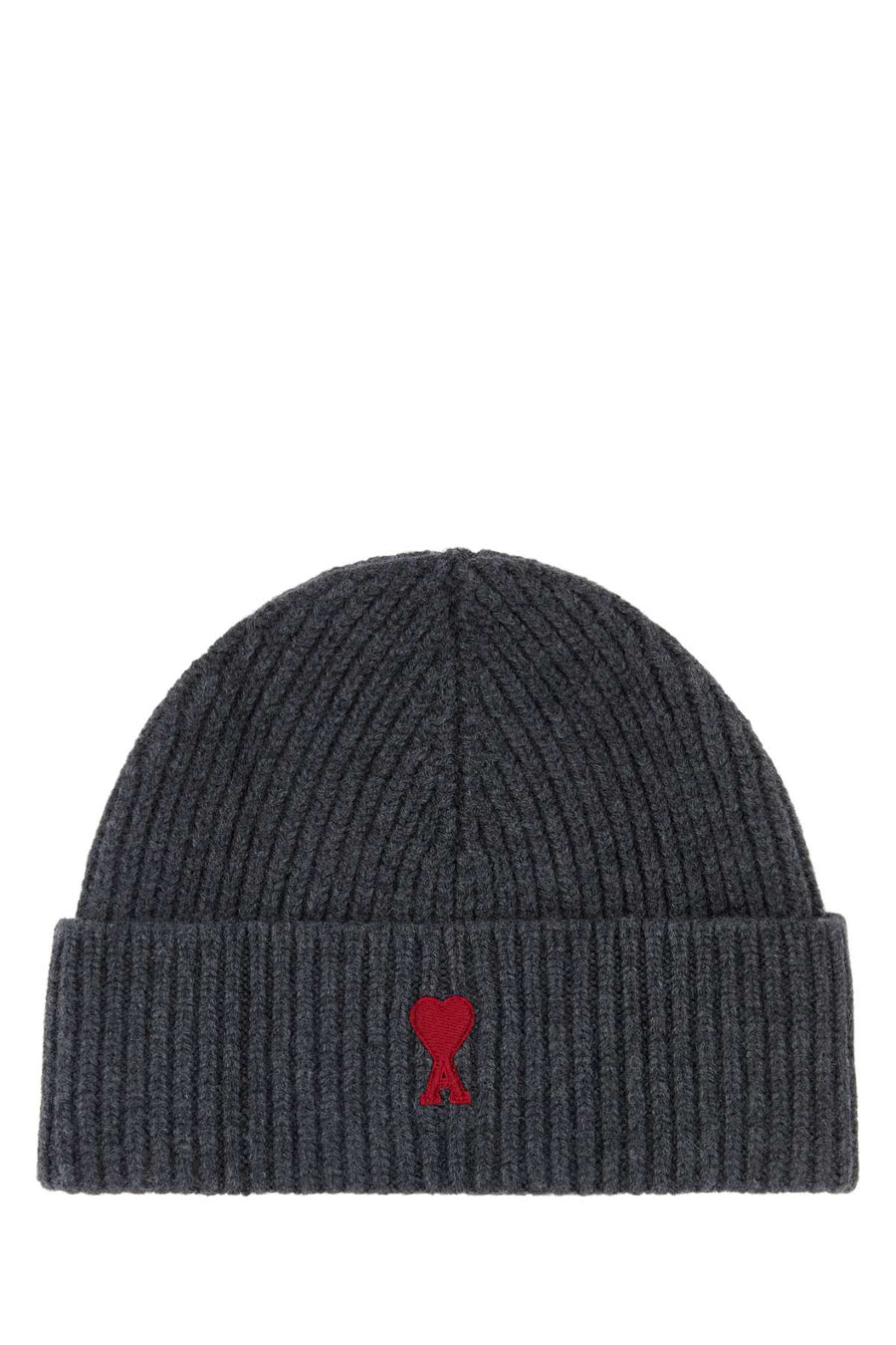 AMI Paris Quota Virgin Wool Beanie BFUHA116018-084 unisex beanie in Gray