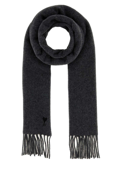 AMI Paris Wool Scarf USF677AW0047-A189 unisex scarf in Gray