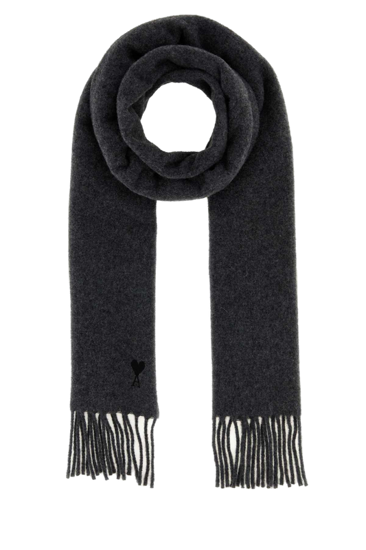 AMI Paris Wool Scarf USF677AW0047-A189 unisex scarf in Gray