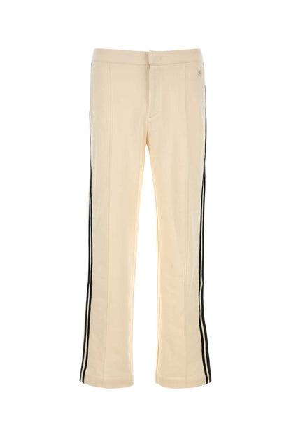 Adidas Striped Cotton-Rayon Blend Joggers — Beige