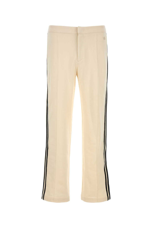 Adidas Striped Cotton-Rayon Blend Joggers — Beige
