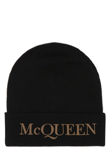 Alexander McQueen CUFFIA Cashmere Beanie 6631954201Q 1079 men's hat in black, product photo 1