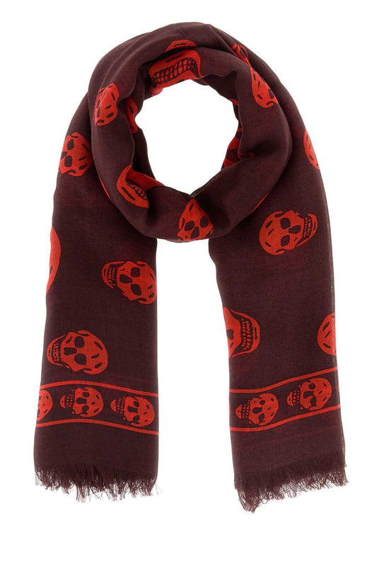Alexander McQueen Skull Scarf 8078894943Q 6074 unisex scarf in burgundy, product photo 1