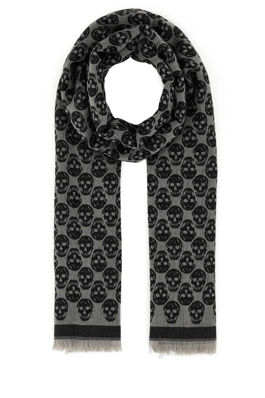 Alexander McQueen Skull Scarf 8353784A82Q 1062 unisex scarf in gray, product photo 1