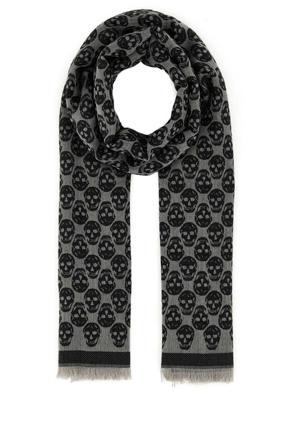 Alexander McQueen Skull Scarf 8353784A82Q 1062 unisex scarf in gray, product photo 1