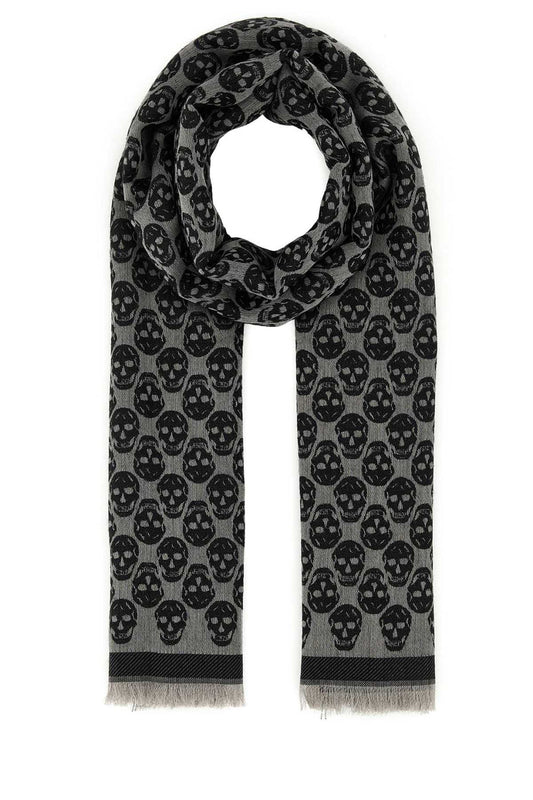 Alexander McQueen Skull Scarf 8353784A82Q 1062 unisex scarf in gray, product photo 1