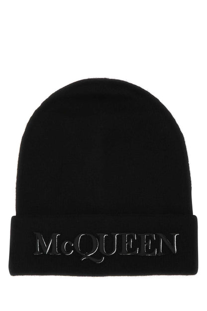 Alexander McQueen CAPPELLO Cashmere Beanie 6631954201Q 1078 men's hat in black, product photo 1