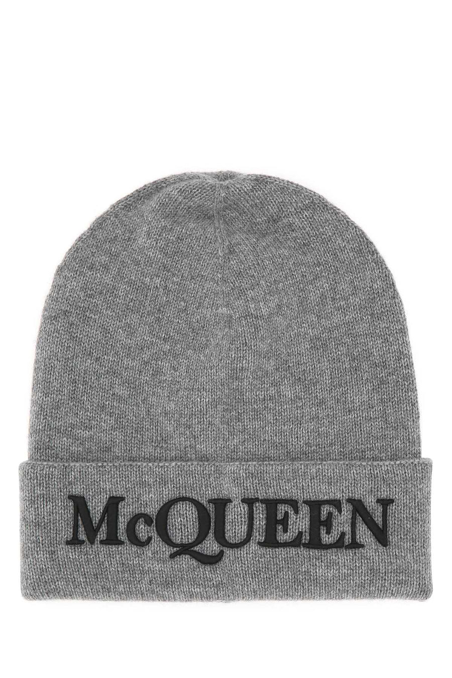 Alexander McQueen CUFFIA Cashmere Beanie 6631954201Q 1460 men's hat in gray, product photo 1