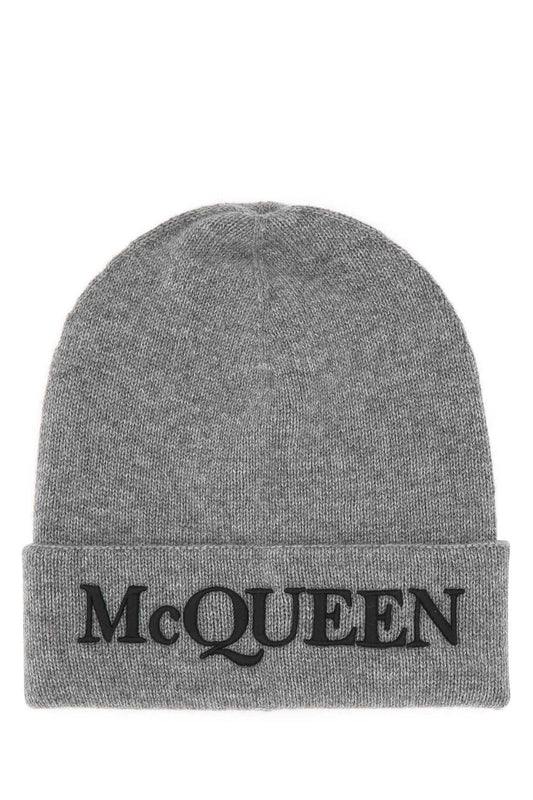 Alexander McQueen CUFFIA Cashmere Beanie 6631954201Q 1460 men's hat in gray, product photo 1