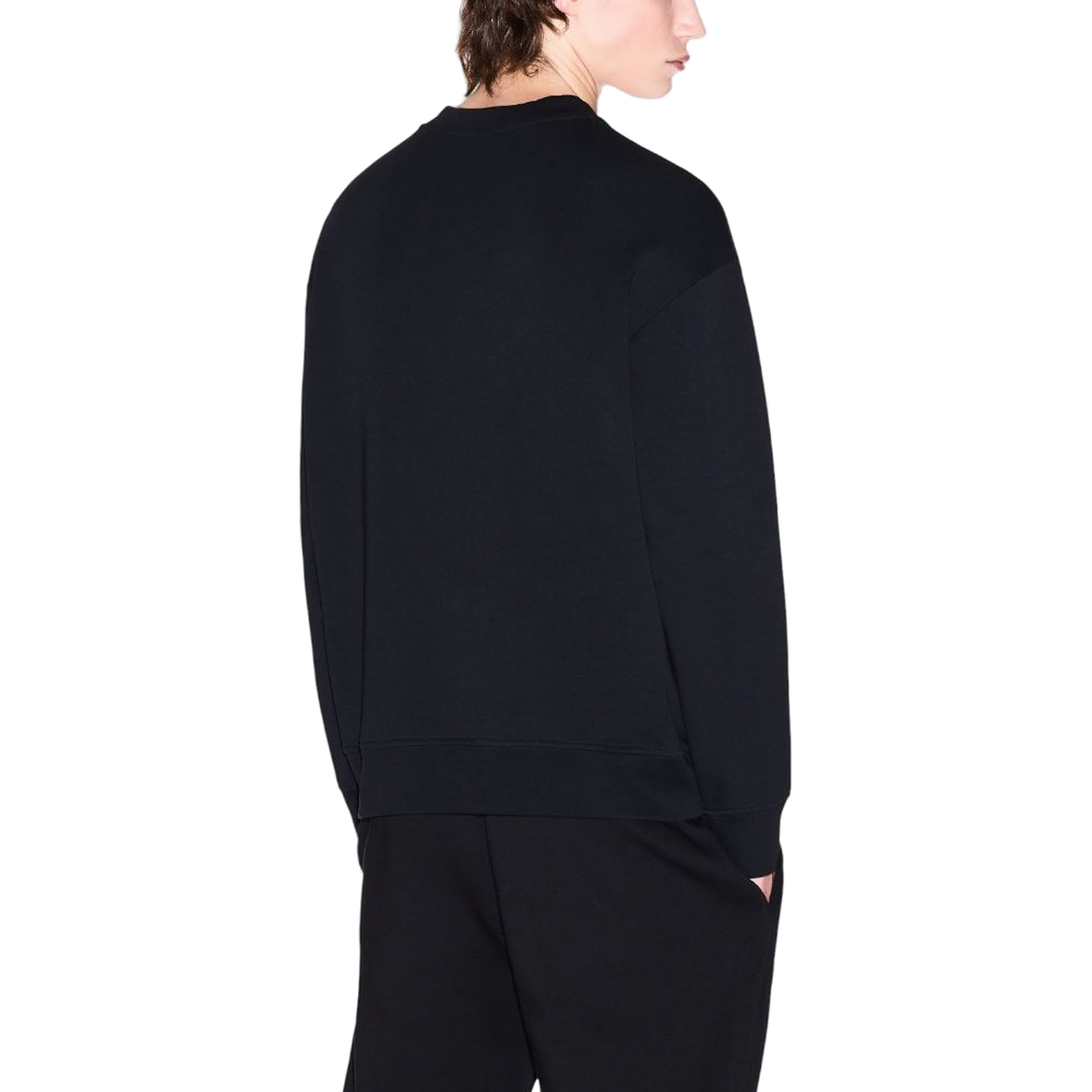 Armani Exchange Embossed Logo Crew Neck Sweatshirt — Black