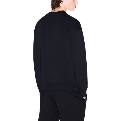 Armani Exchange Embossed Logo Crew Neck Sweatshirt — Black