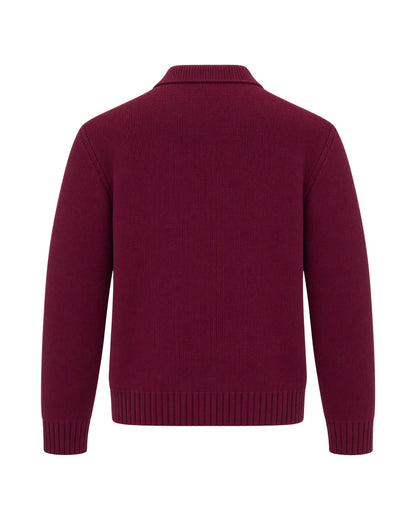 Arte Antwerp Logo-Embroidered Wool Cardigan — Burgundy