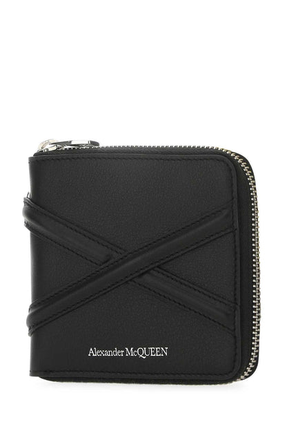 Alexander McQueen Cross-Strap Leather Wallet 7263191AAD0 1000 unisex wallet in black, product photo 2