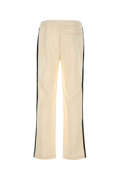 Adidas Striped Cotton-Rayon Blend Joggers — Beige