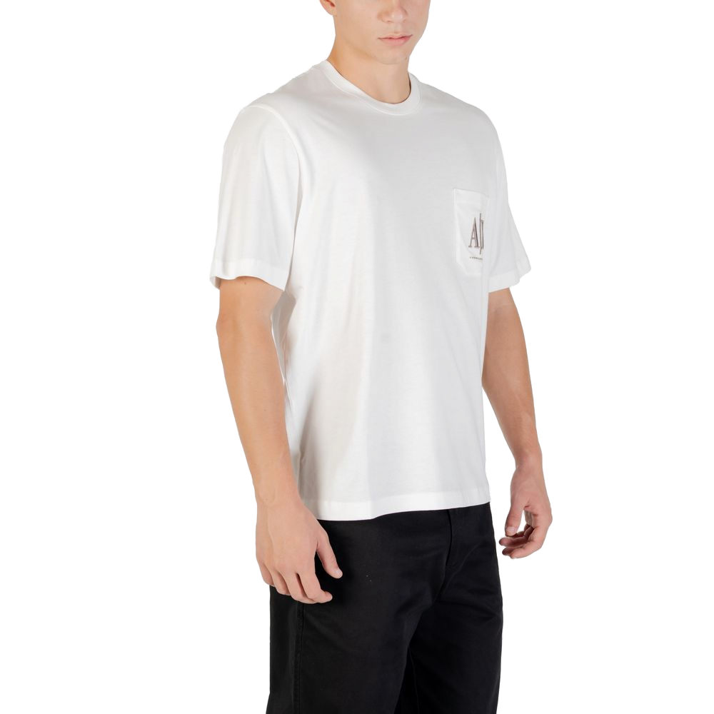 Armani Exchange Logo-Print Cotton T-Shirt — Cream