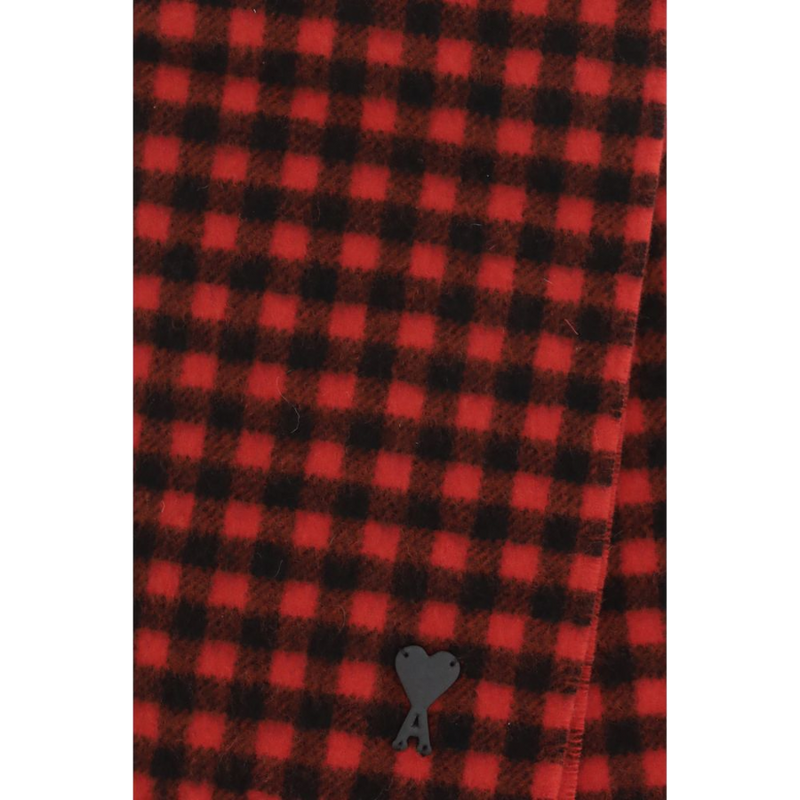AMI Paris Checked Scarf USF699AW0059-A252 unisex scarf in Red