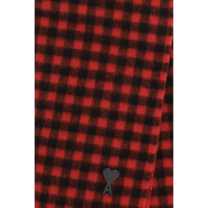 AMI Paris Checked Scarf USF699AW0059-A252 unisex scarf in Red