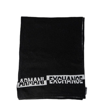 Armani Exchange Branded Knit Scarf — Black