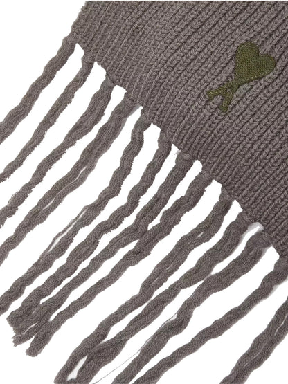 AMI Paris Logo-Embroidered Virgin Wool Scarf SPUSF419018085 men's scarf in Gray