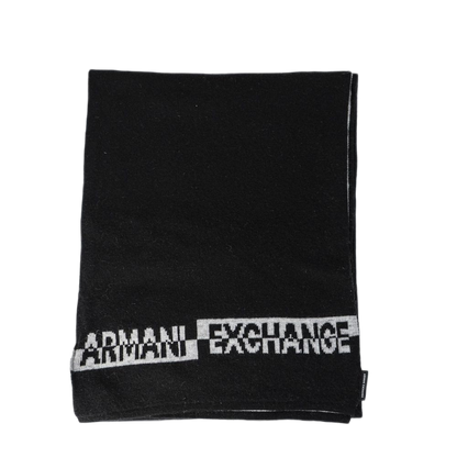 Armani Exchange Branded Knit Scarf — Black