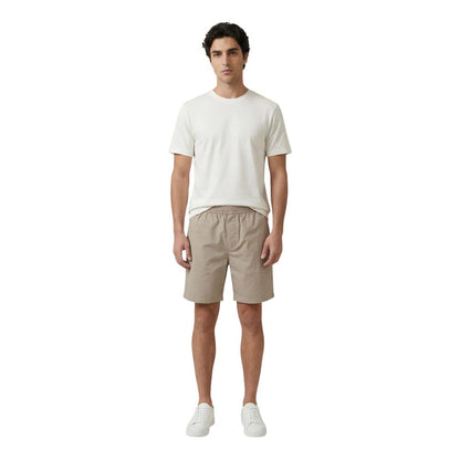 Armani Exchange Cotton Blend Shorts — Beige