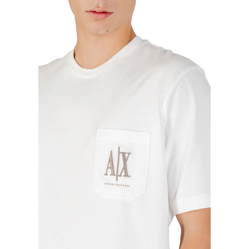 Armani Exchange Logo-Print Cotton T-Shirt — Cream