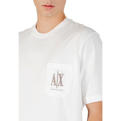 Armani Exchange Logo-Print Cotton T-Shirt — Cream