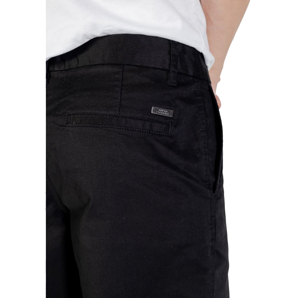 Armani Exchange Slim-Fit Cotton Trousers — Black