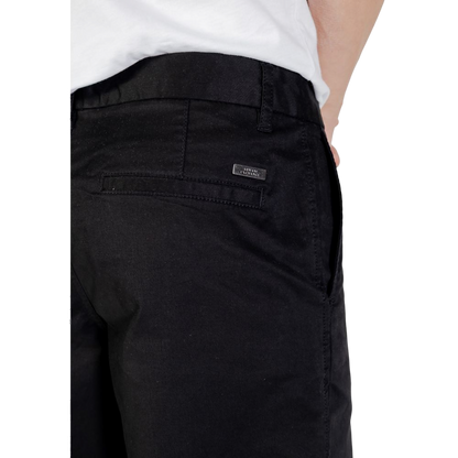 Armani Exchange Slim-Fit Cotton Trousers — Black