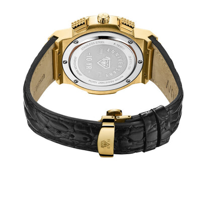 JBW 10 YR Anniversary Saxon 0.16 ctw Diamond and 18K Gold-plated Men's Watch JB-6101L-10A