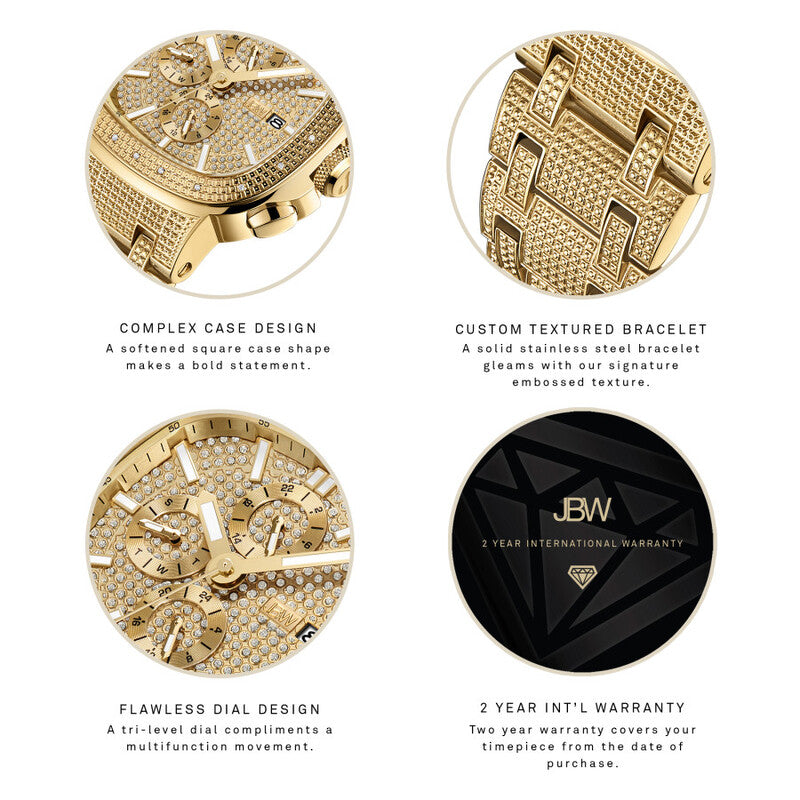 JBW Heist Quartz Diamond Gold Dial Men's Watch J6380A