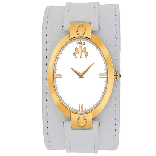 Jivago Good Luck Silver Dial White Leather Men's Watch JV1837