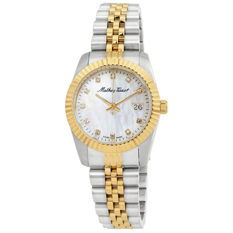 Mathey-Tissot Mathy III MOP Quartz 32mm Two-Tone Ladies Watch D910BI