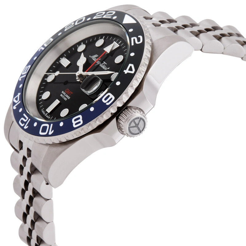 Mathey-Tissot Mathy Vintage GMT Black Dial Batman Bezel Men's Watch H903ANB