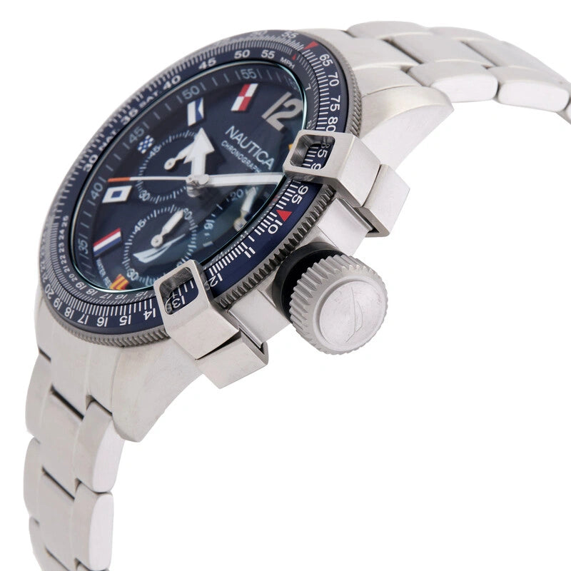 Nautica BFC Chronograph Quartz Blue Dial Men's Watch And Silicone Watch Box Set NAPBFF106