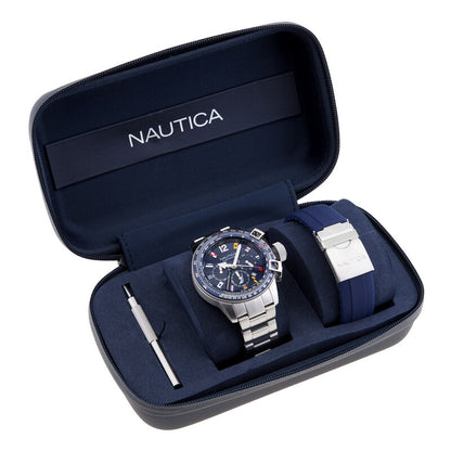 Nautica BFC Chronograph Quartz Blue Dial Men's Watch And Silicone Watch Box Set NAPBFF106
