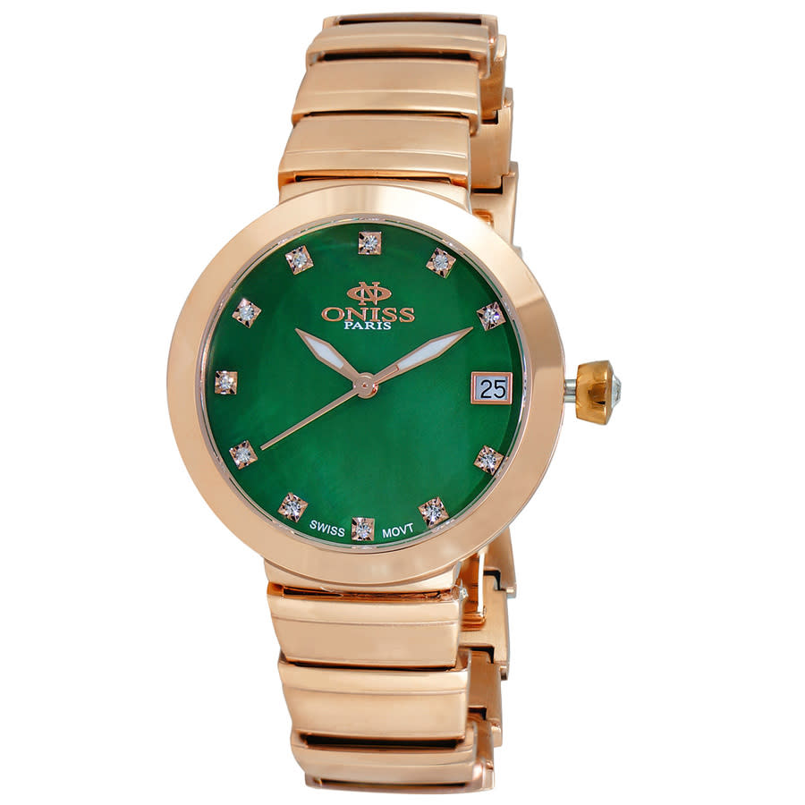 Oniss ON5559SS ON5559SSRGN women's watch with green dial