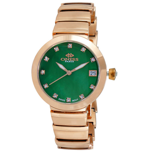 Oniss ON5559SS ON5559SSRGN women's watch with green dial